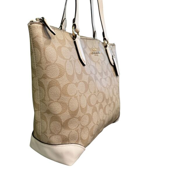 Coach F29208 Shoulder Handbag Tote Pvc All-Over Pattern Light Khaki - Picture 6 of 14